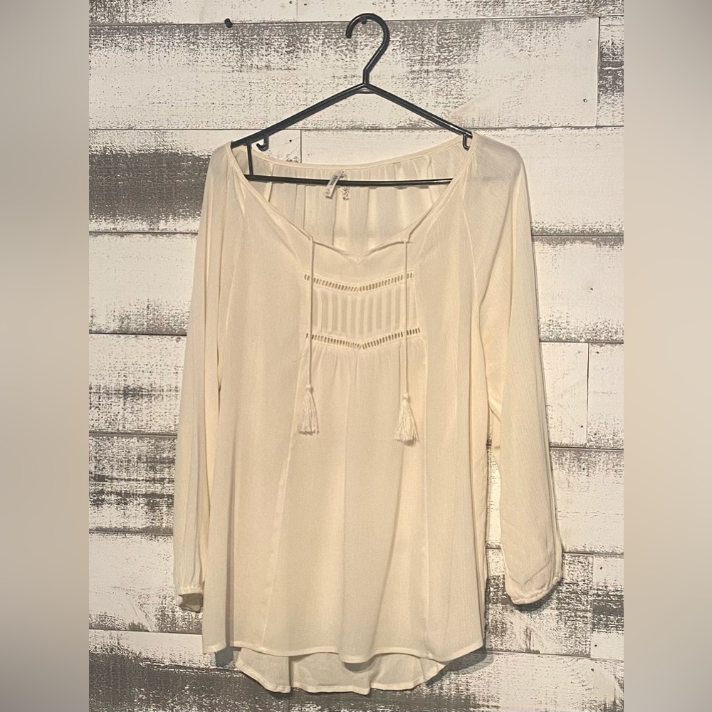 Ivory XL Mudd Peasant Blouse